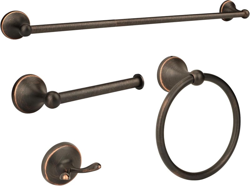 Ntipox 4 Piece Antique Bathroom Hardware Accessories Set Oil Rubbed Bronze,24 Inch Towel Bar Set,Towel Rack Set,Bathroom Towel Holder Set - Image 1